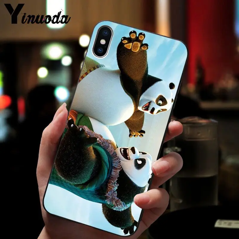 11pro MAX kungfu панда черный ТПУ Мягкий силиконовый чехол для телефона iPhone X XS 6 6s 7 7plus 8