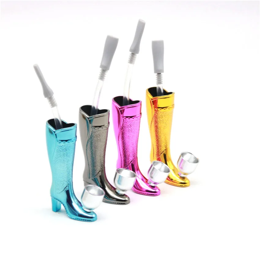 1PC Creative Long Boots Smoking Pipe With PCV Tube Plastic Cigarette Holder Metal Filter Bowl Tobacco Herb Accessories | Дом и сад