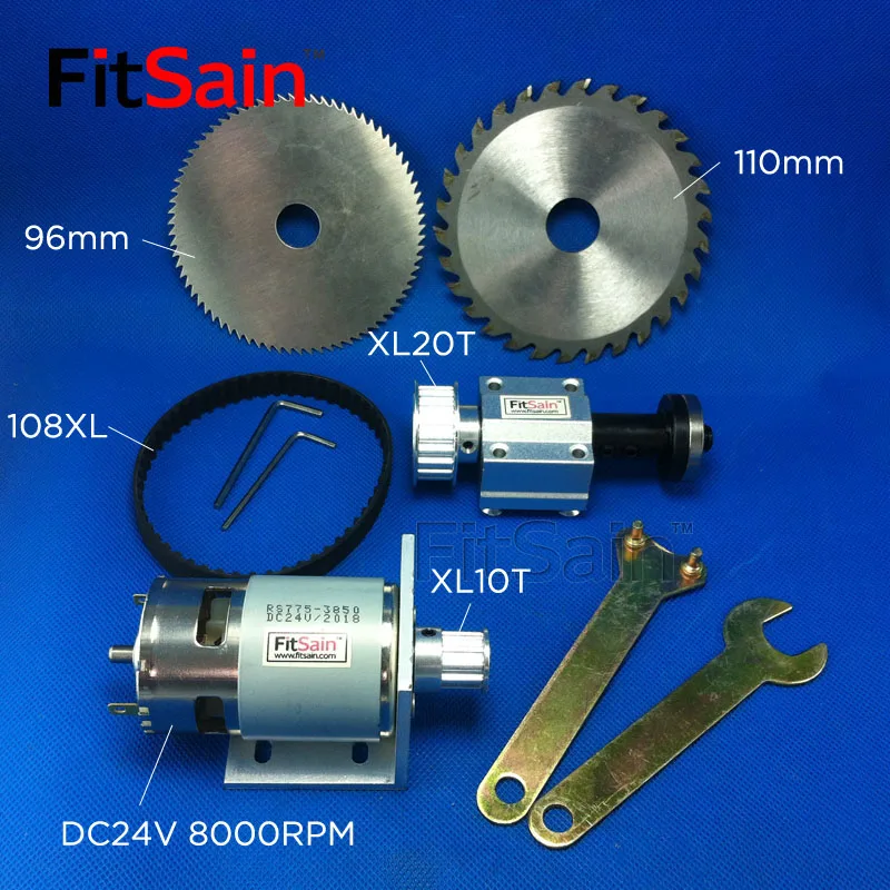 

FitSain-Mini table saw DC24V 8000RPM for 4" saw blade hole 16mm/20mm XL 10T 20T spindle aluminum alloy Pulley 1 : 2