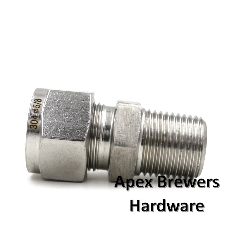 Нержавеющая 5/8 &quotComp. x 1/2&quot Мужской NPT пивоваренный Компрессионный фитинг