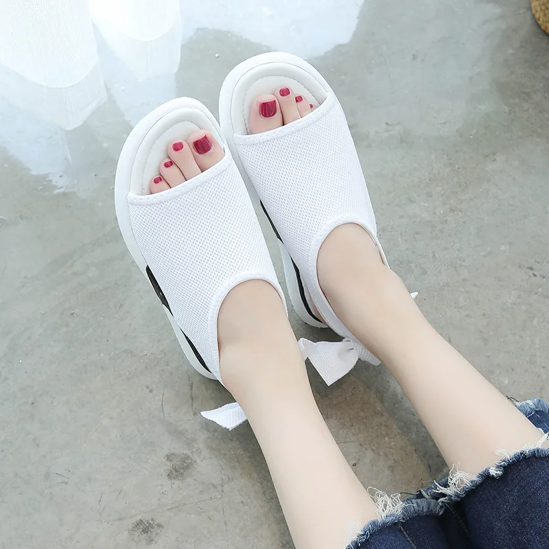 Sandals Female 2019 Summer new student leisure sports sandals flat bottom bow net breathable female | Обувь