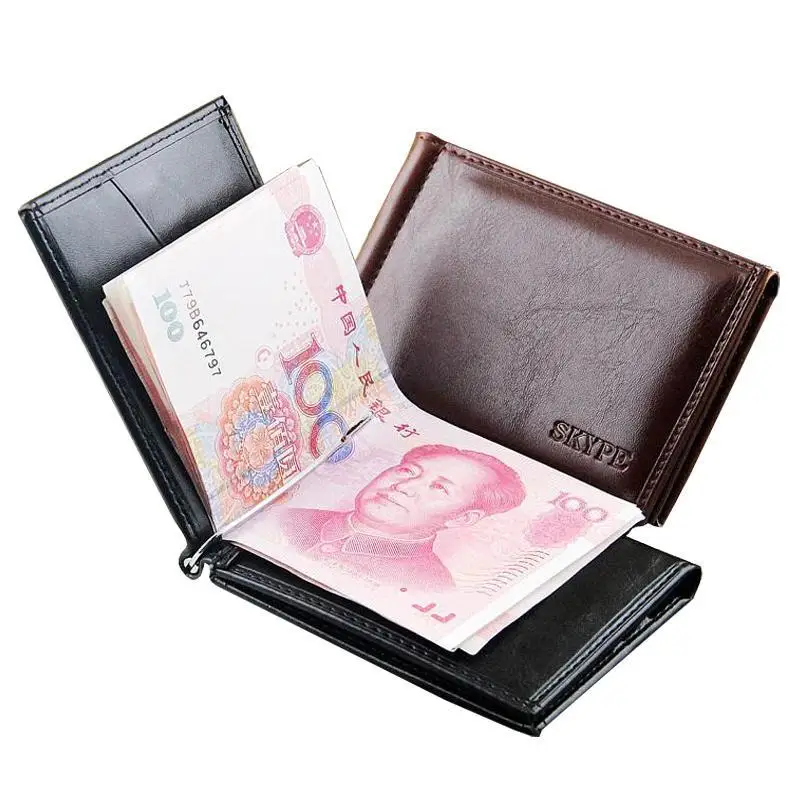 

New Money Clips Business Portable Style Men money Clip Wallets With Metal Hasp Card Slots Black Brown Colors Slim Wallet