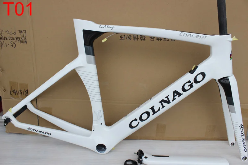 T01 color Черный, красный T09 карбоновая рама Colnago рамочный велосипед набор углеродных дорожных Рам BB386 XXS/XS/S/M/L/XL доступно больше 8 цветов - Цвет: T01 color