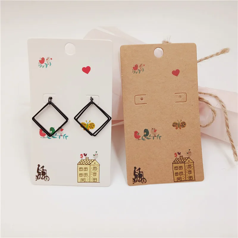 

200Pcs 9*5cm Handmade Kraft Paper Cards Long Drop Stud Earring Multi Color Packing Displays Cards Jewelry Pendant Cards
