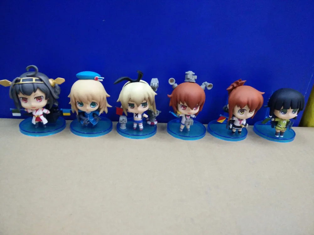 Аниме фигурки HKXZM 6 шт./компл. коллекция кантай Shimakaze Haruna Nagato Akagi Atago Ikazuchi ПВХ модель