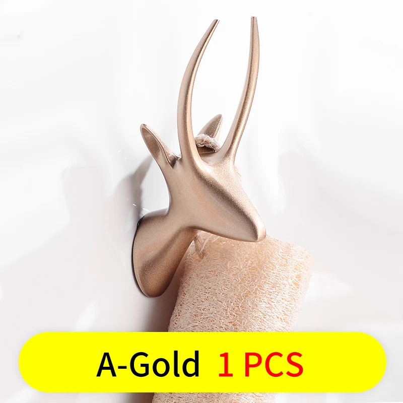 A-Gold Крючок для халата, черный крючок для одежды, настенная вешалка, Декоративный олень, крючок для ванной комнаты, крючок для полотенец, сумка для ключей, вешалка для шляп, аксессуары для ванной комнаты - Цвет: A-Gold