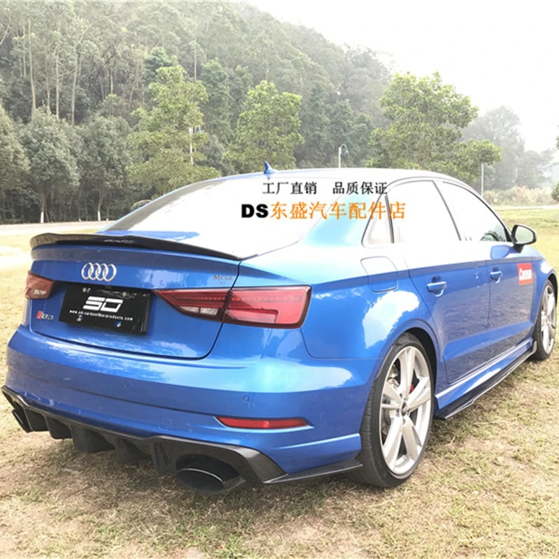 Автомобиль стиль для Audi A3 седан спойлер S3 RS3 углеродного волокна Задняя накладка на Багажник крыло стекло черный отделка для A3