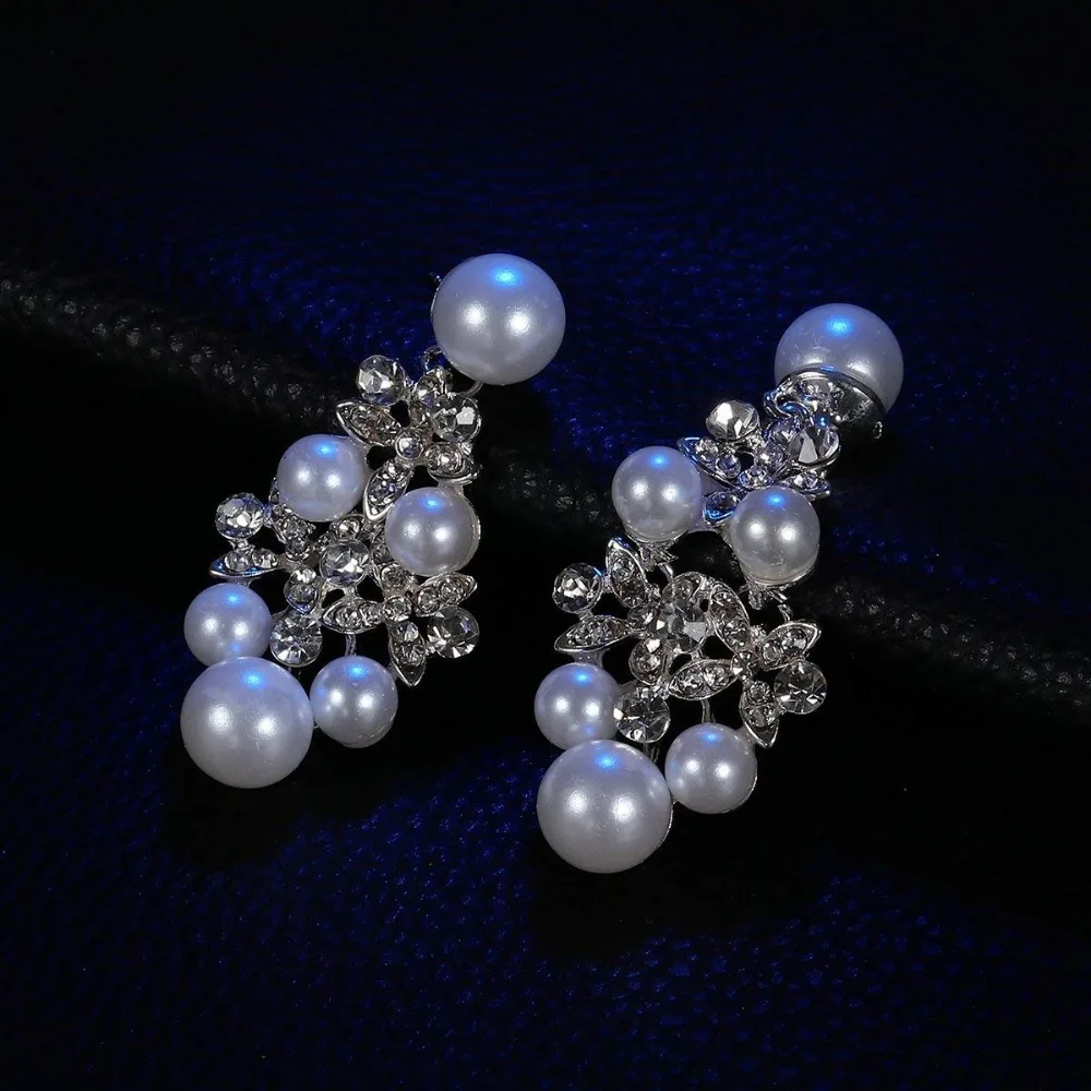 Свадебные жемчужные короны тиара цветок Стразы Кристалл ожерелье и серьги