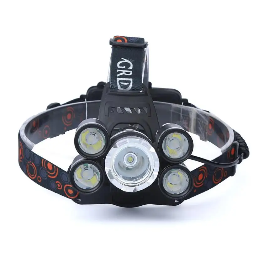 35000LM 5x CREE XM-L T6 LED Headlamp Headlight Flashlight Head LightLamp flashlight 1865 Tactical Weapon Light for hunting DEC22 | Спорт и