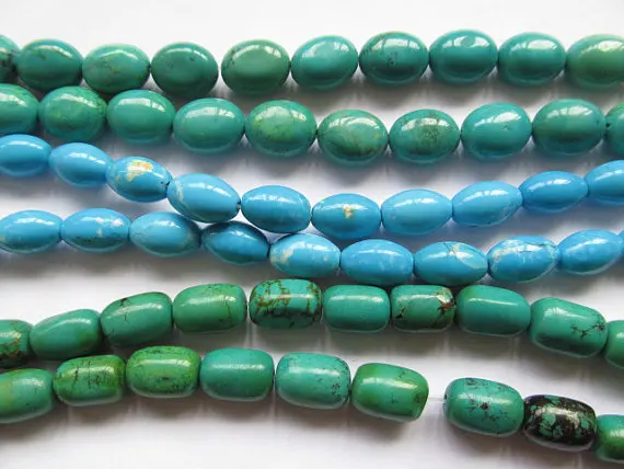 

2strands 8-20mm Tibetant Turquoise stone drum rice barrel Bule Green spacer Bead