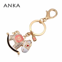 anka fashion small wooden horse crystal key chain with lucite plated gift for women nickel free lead free ce 121288