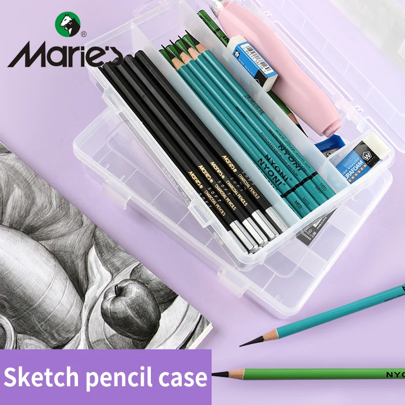Multi-use Pencil Box Transparent Plastic Pencil Case Large Capacity Simple Desktop Storage Box Office School Supplies G38020