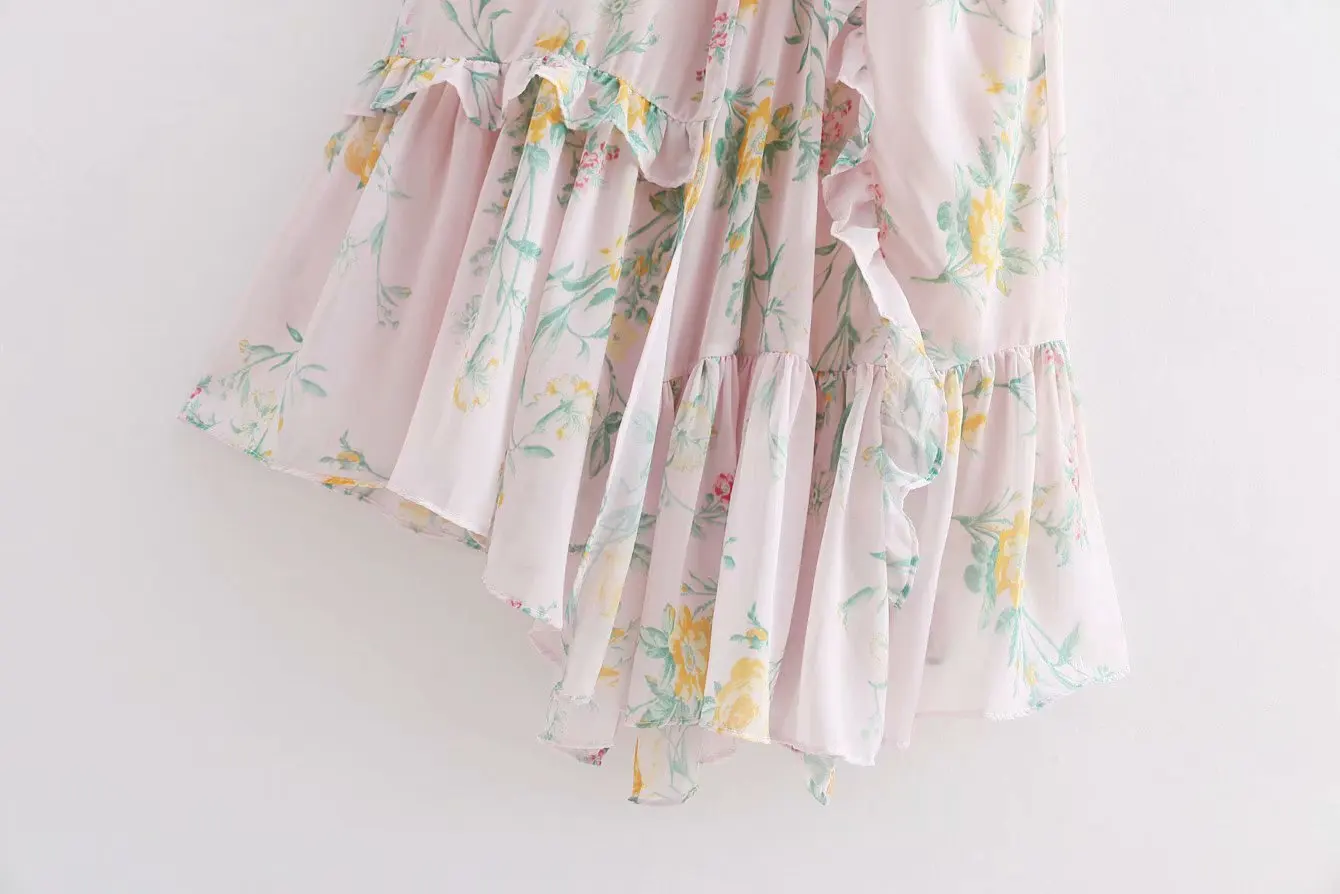 2018 летние Для женщин плиссированные широкие сложены декоративные низ Цветочный