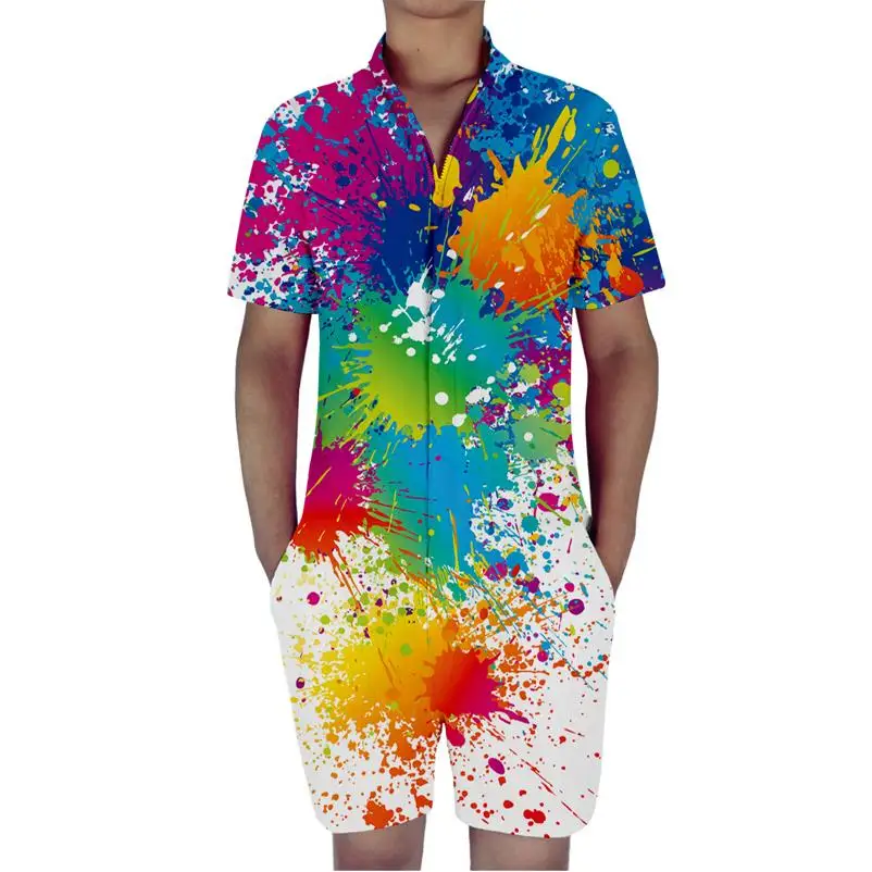 Мужской комбинезон с 3D принтом в виде фламинго гавайский Повседневный пляжный