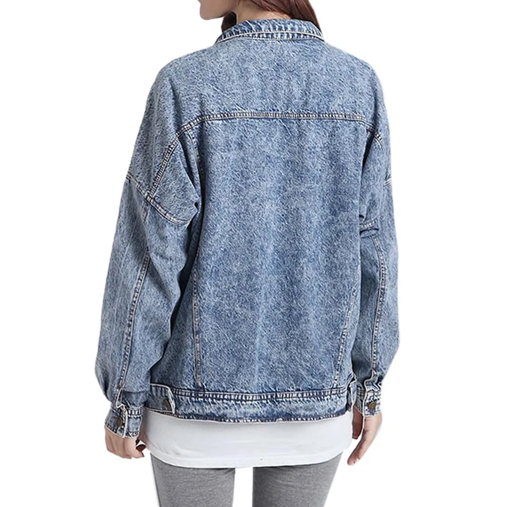 2017 новая модная свободная тонкая джинсовая куртка с длинными рукавами пальто для