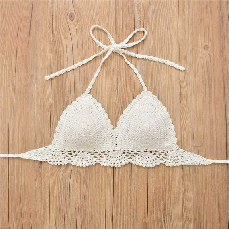 2018 бинты Бикини Бюстгальтер Холтер Купальник вязание крючком бикини Топ