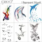 3D Кит, временная татуировка, руки детей, руки, искусство, дельфин фальшивые татуировки, наклейки, женщины, черные запястья, птицы, цветы, переводная татуировка