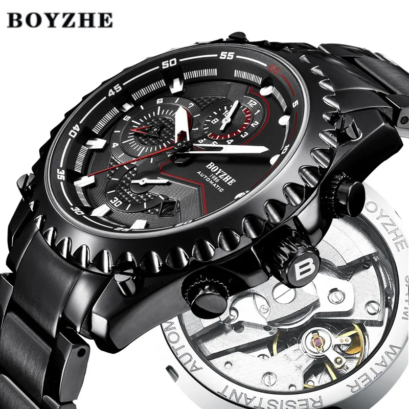 

BOYZHE автоматические часы Uhr Business Luxus Marke Edelstahl водные спортивные часы для мужчин
