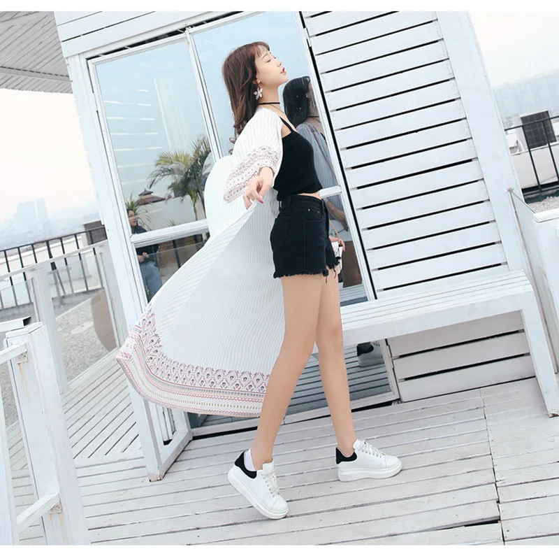Fitshinling Boho polka dot striped swimwear beach cover up long cardigan ethnic summer kimono holiday slim bokini outer covers |