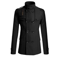 trench coat men winter black jacket mens wool coat casacos casual slim mens long coat abrigos para hombre