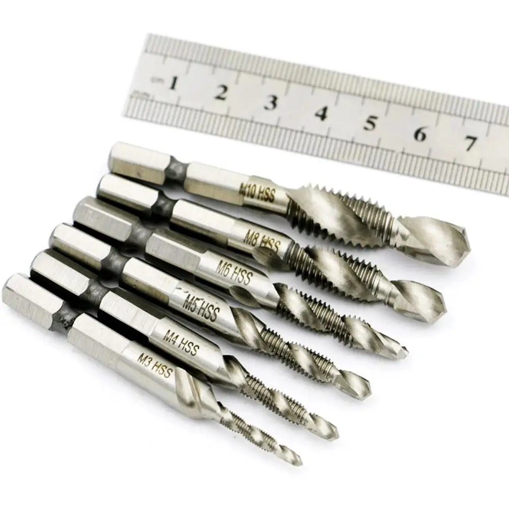 6 шт. HSS4341 набор Спиральных Фрез с шестигранным хвостовиком сверла краном
