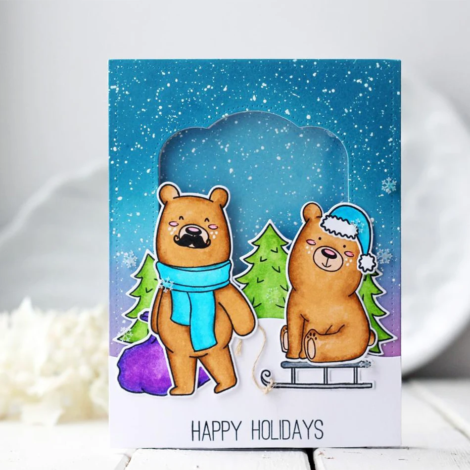 Медведь салазки четкие штампы и для Крафтовая окраска скрапбукинга металла