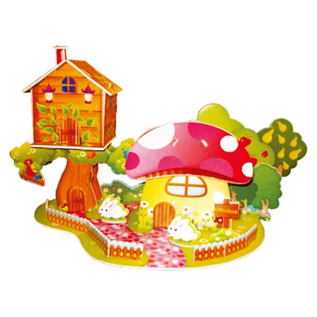 J DIY 3D Пазлы Сборная модель трехмерного мультяшного здания замок Развивающие игрушки для детей Brinquedos взрослых головоломки - Цвет: J