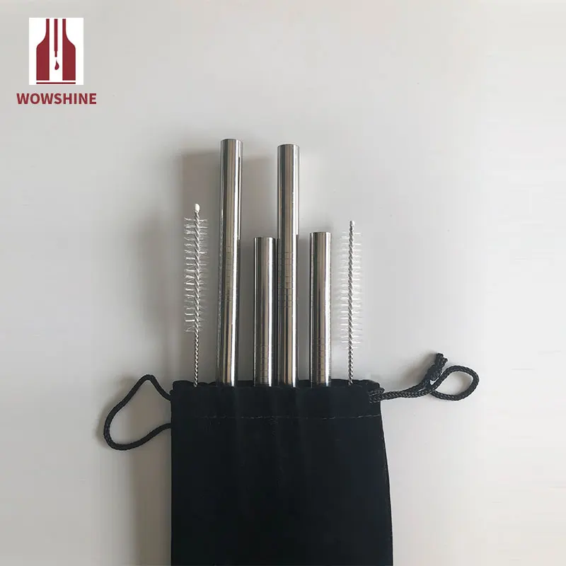 Wowshine завод сумка набор 4 Соломинки+ 2 щетки соломинки из нержавеющей стали 1 компл./лот