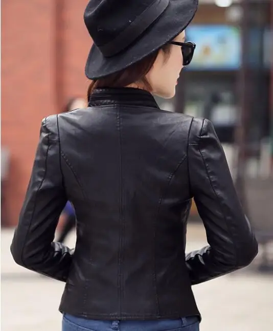 

Manufacturers promotion 2017 women fashion short leather jackets Quality is very good leather female jacket women leather coat