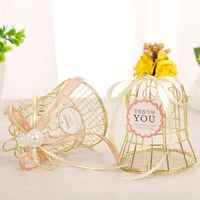 10pcs metal romantic golden bird cage wedding candy boxes baby shower favor gift for guests party birthday decor supplies