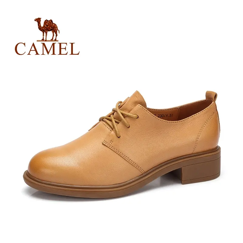 CAMEL/весенние тонкие женские туфли Женская повседневная кожаная обувь на толстом
