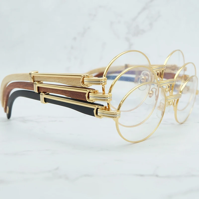 

Round Carter Eyeglasses Fashion Oval Wood Clear Eye Glasses Transparent Optical Luxury Designer Frames Computer Protect