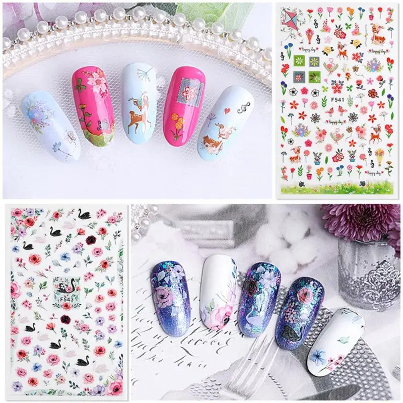 1 лист переводная наклейка для дизайна ногтей слайдер полное покрытие цветок
