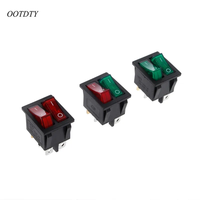 OOTDTY двойной катер кулисный переключатель 6 Pin ВКЛ ВЫКЛ с зеленым красным светом 20A