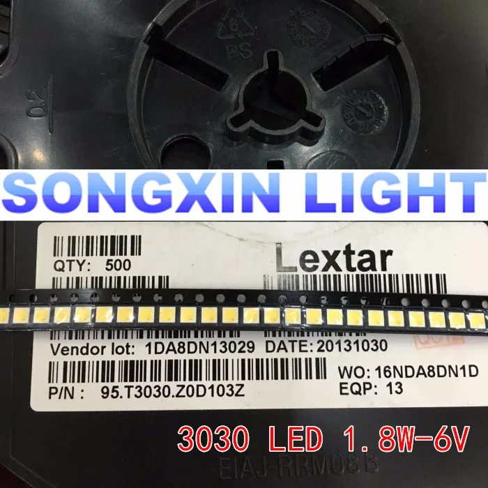 Светодиодный фонарик Lextar высокой мощности с подсветкой 100 шт. 1 8 Вт 3030 6 в холодный