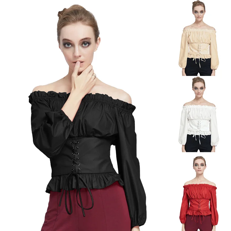 Панк рейв женский топ в цыганском стиле винтаж на шнуровке Готический стимпанк VTG