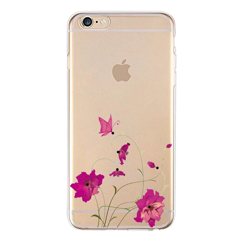 Mushroom Soft Clear TPU Phone Case For iPhone 4/4s 5 5s 6 6plus 7 8plus x Silicone Orchid Printed Cover Free Shipping | Мобильные