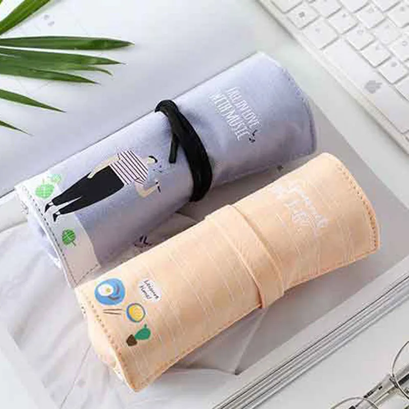 1 шт милый школьный пенал из хлопка и льна Pencilcase мультфильм Roll Pencial сумка для мальчиков и девочек канцелярские принадлежности для карандашей