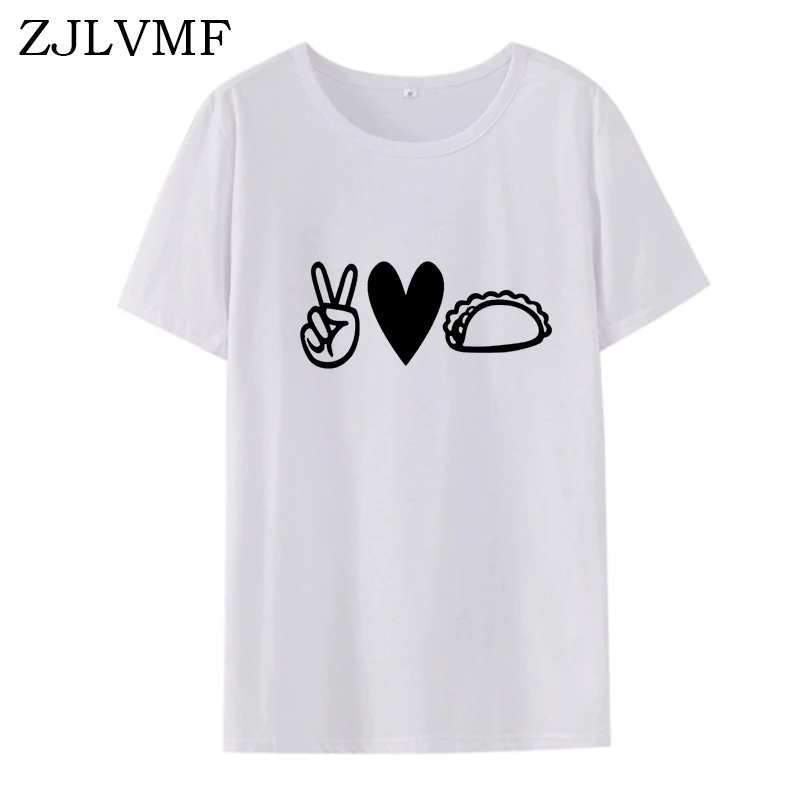 Женская футболка с круглым вырезом Zjlvmf Peace Love Taco свободная повседневная