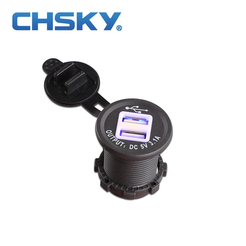 CHSKY Blue Светодиодный переходник 5 в 3 1 а для автомобильного прикуривателя USB