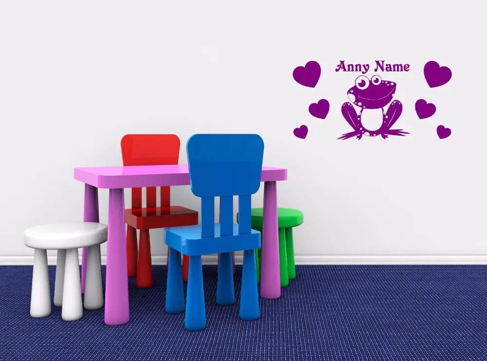 Персонализированные Виниловые Настенные стикеры Happy Frog для детской комнаты