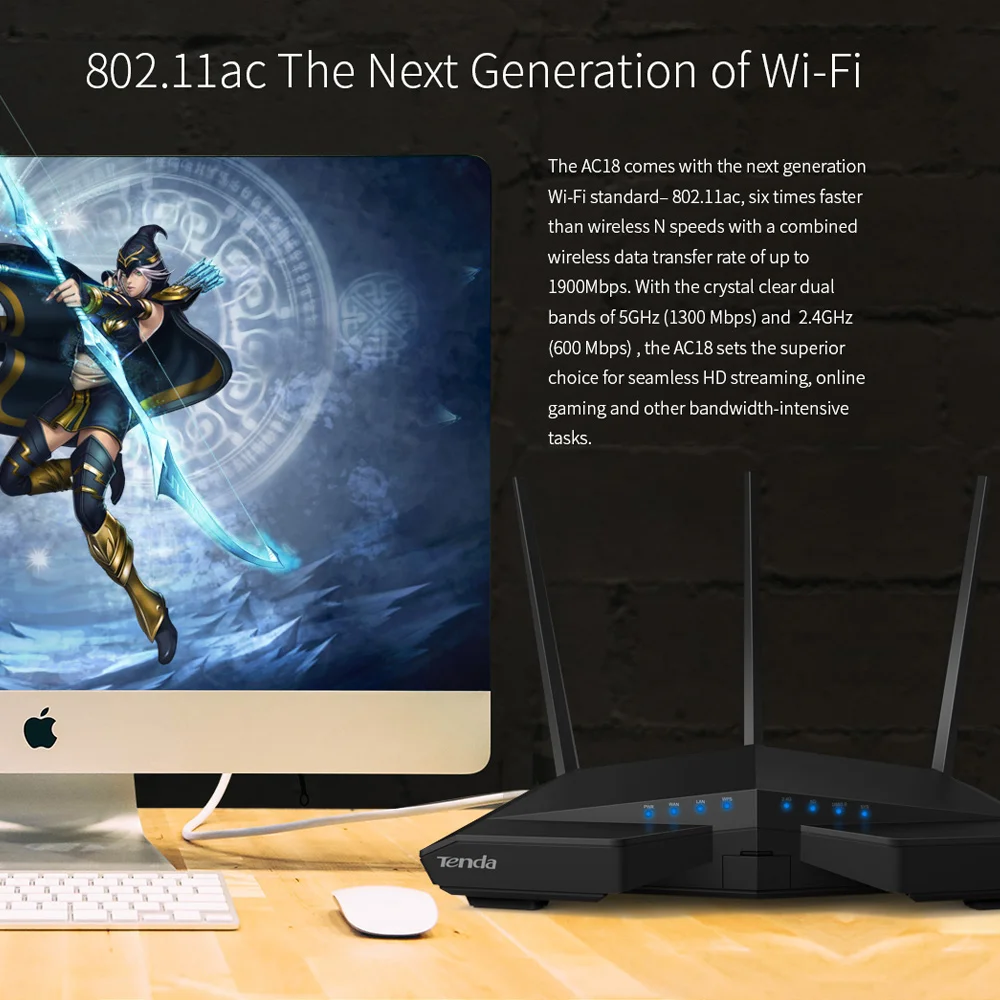 Tenda AC18 Wi Fi маршрутизатор с USB 3.0 AC1900 Smart Dual Band Gigabit повторитель дистанционного