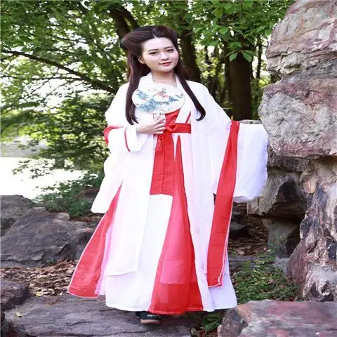 Китайский стиль костюм Hanfu свежий элегантный китайский элемент Феи женский студенческий осенне-зимнее платье - Цвет: Red