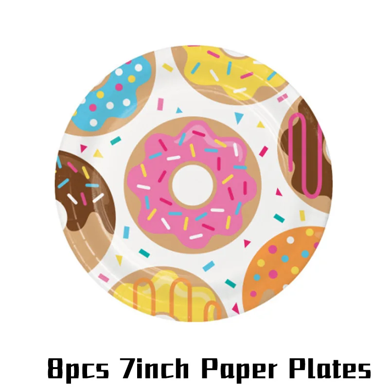 7inch plate Набор для вечеринки на день рождения, вечерние бумажные стаканчики для пончиков, тарелки, салфетки, воздушные шарики в виде леденцов, праздничные украшения для детей/взрослых, вечерние принадлежности - Цвет: 7inch plate