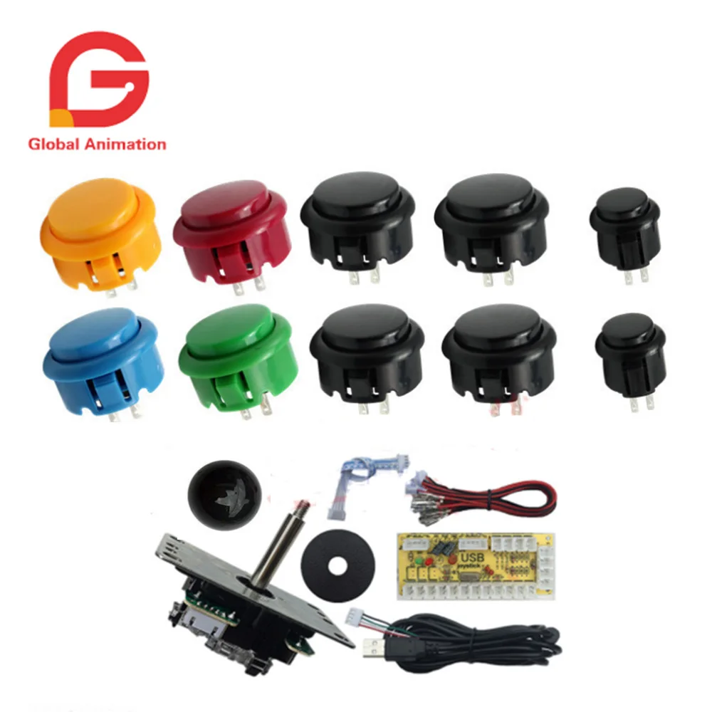 Многоцветный Аркадный джойстик DIY Kit Нулевая задержка Игровой Набор для творчества, usb-датчик для ПК Джойстик Sanwa для аркадных игр+ sunway кнопка для Аркады MAME - Цвет: Многоцветный