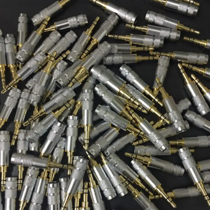 

50 pcs Gold 3.5mm Stereo 4 Pole Repair Headphone Jack Plug Cable Audio Solders