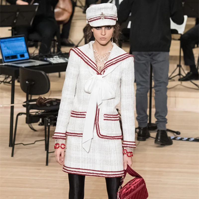 Роскошный твидовый костюм для подиума женский белый комплект из 2 предметов