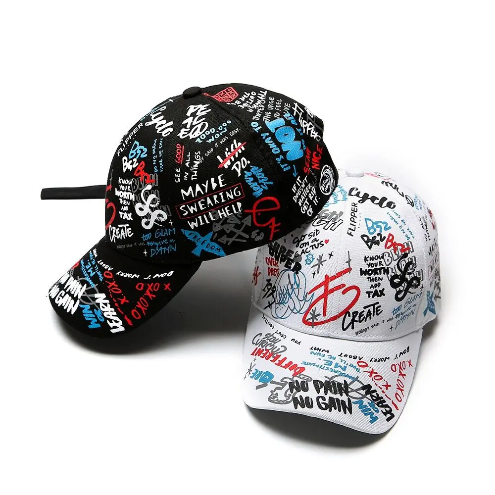 Новый мужской каракули граффити Бейсбол Кепки шляпа хип-хоп Kpop Snapback Регулируемая