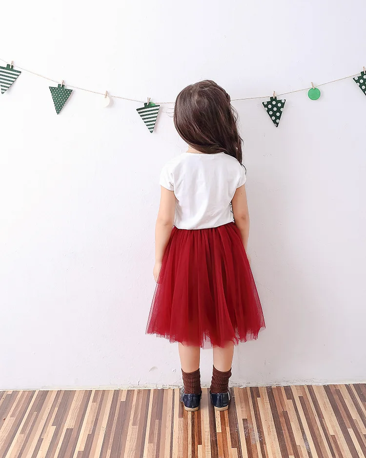 Длина до колена юбка пачка для девочки простой розовый жемчуг кружевной слой Vestido