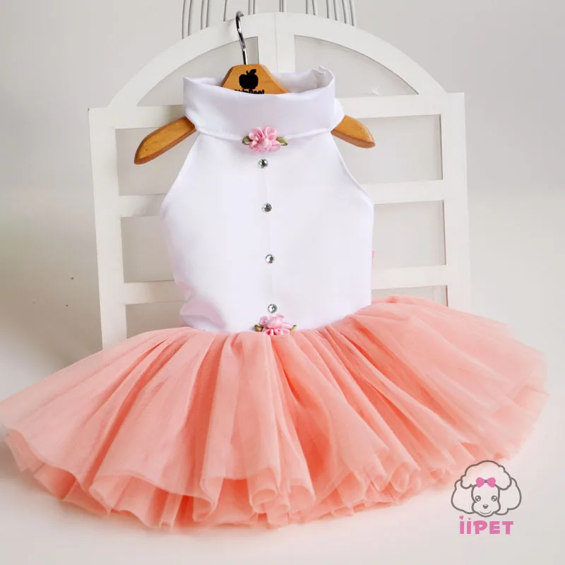 Вечерние платья принцессы из хлопка с цветочным кружевом одежда для собак щенков